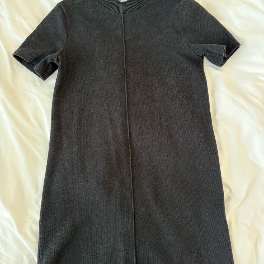 ZARA Knit Sweater Crew Neck Short Sleeve A-Line Dress Size Small S